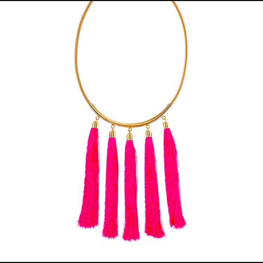 Avon Pink Fringe Statement Necklace